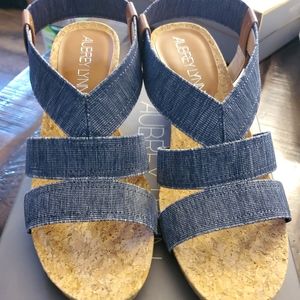 Aubrey Lynn Wedge Sandals Denim & Cork